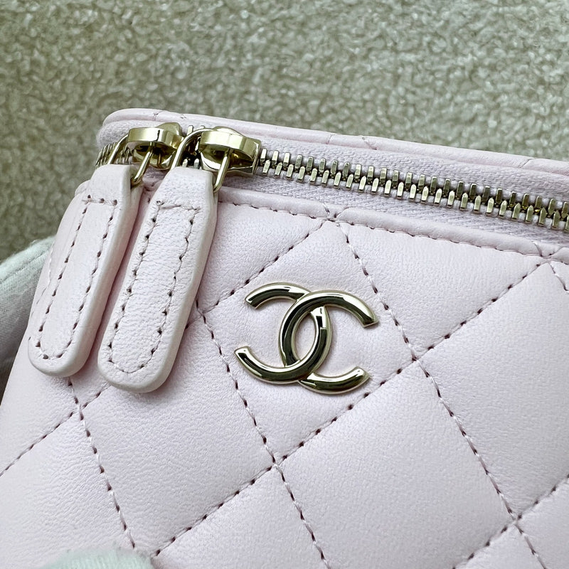 Chanel Mini Vanity with Pearl Chain in Pink Lambskin and LGHW (Model: AP2581)