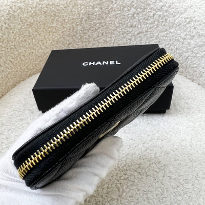 Chanel Classic Zippy Card Holder in Black Caviar and GHW