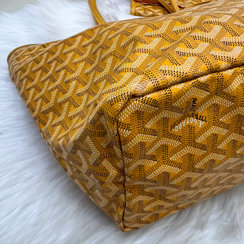 Goyard Saint Louis PM Tote in Yellow Signature Goyardine Canvas with a Croc Universel Bag Clip