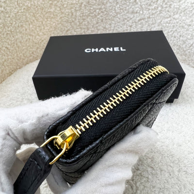 Chanel Classic Zippy Card Holder in Black Caviar and GHW