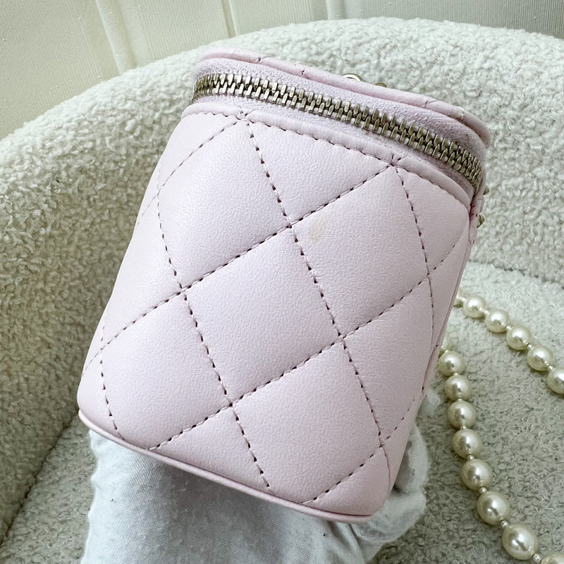 Chanel Mini Vanity with Pearl Chain in Pink Lambskin and LGHW (Model: AP2581)