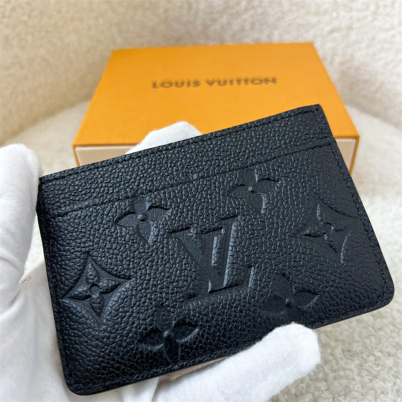 LV Flat Card Holder in Black Empreinte Leather GHW