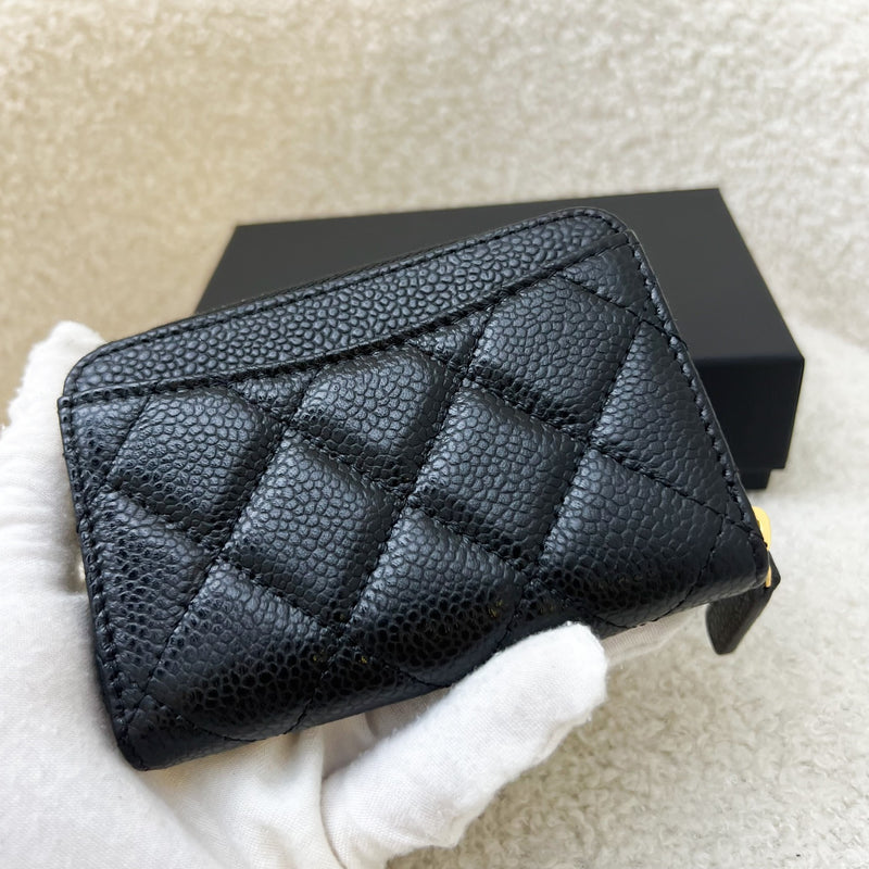 Chanel Classic Zippy Card Holder in Black Caviar and GHW