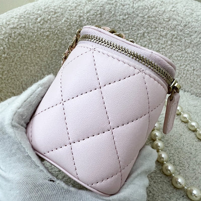 Chanel Mini Vanity with Pearl Chain in Pink Lambskin and LGHW (Model: AP2581)