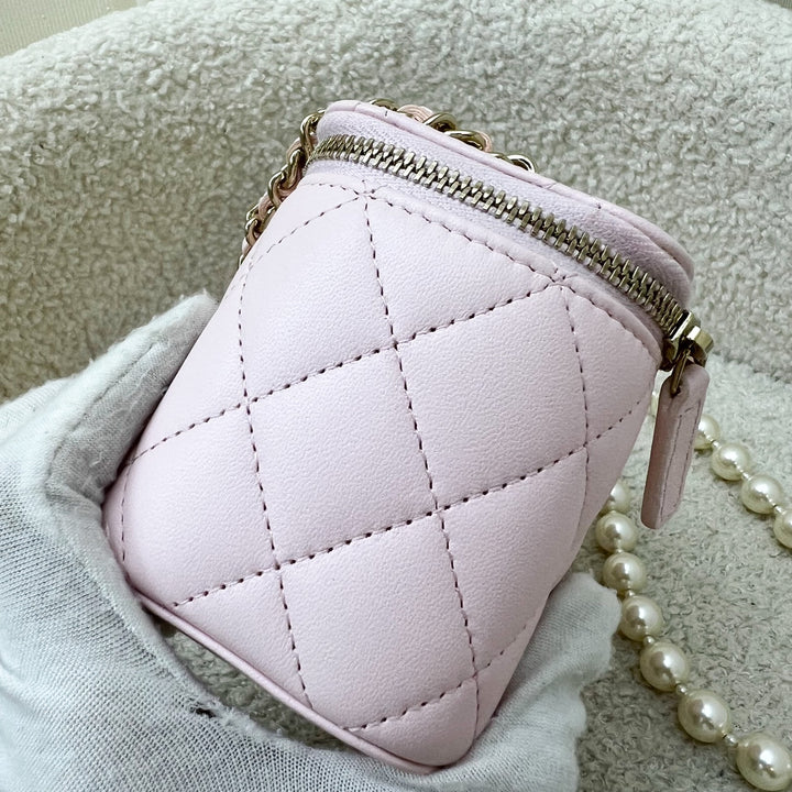 Chanel Mini Vanity with Pearl Chain in Pink Lambskin and