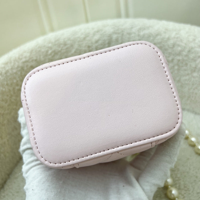 Chanel Mini Vanity with Pearl Chain in Pink Lambskin and LGHW (Model: AP2581)