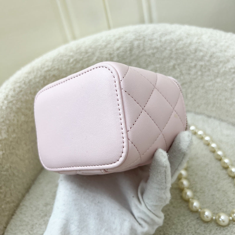 Chanel Mini Vanity with Pearl Chain in Pink Lambskin and LGHW (Model: AP2581)