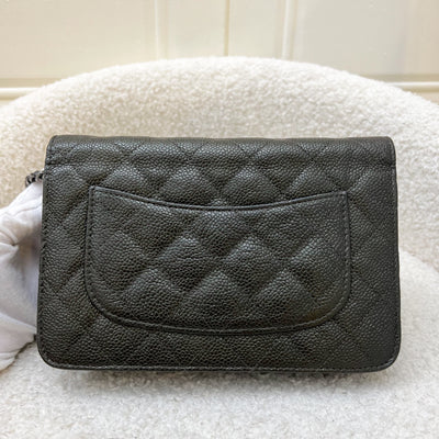 Chanel Classic Wallet on Chain WOC in Charcoal Grey Caviar and RHW