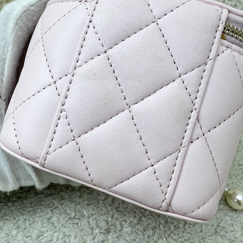 Chanel Mini Vanity with Pearl Chain in Pink Lambskin and LGHW (Model: AP2581)