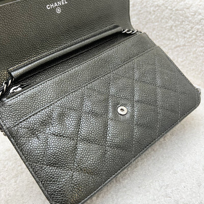 Chanel Classic Wallet on Chain WOC in Charcoal Grey Caviar and RHW