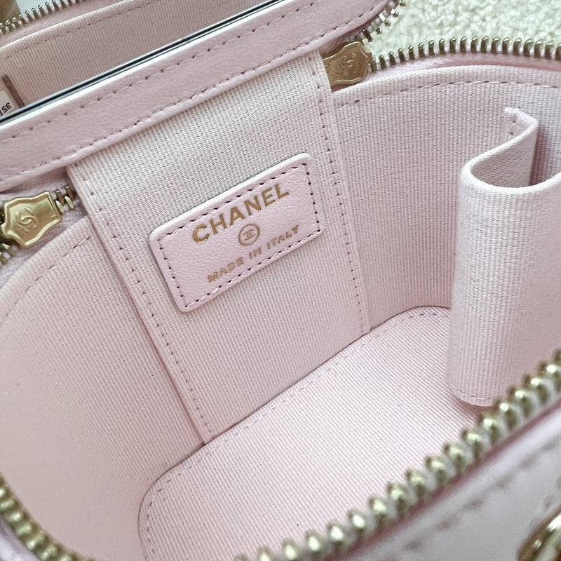 Chanel Mini Vanity with Pearl Chain in Pink Lambskin and LGHW (Model: AP2581)