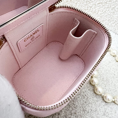 Chanel Mini Vanity with Pearl Chain in Pink Lambskin and LGHW (Model: AP2581)