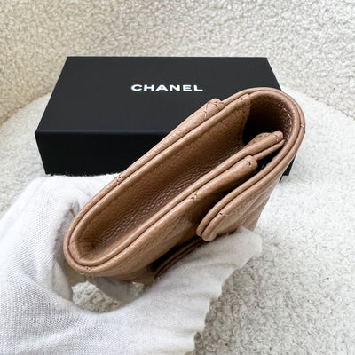 Chanel Classic Snap Card Holder in 23B Dark Beige Caviar and GHW