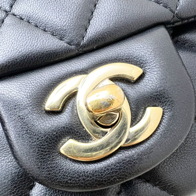Chanel Classic Mini Rectangle Flap in Black Lambskin and GHW