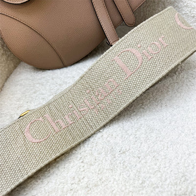 Dior Medium Saddle Bag in Nude Pink Grained Leather and AGHW (With Strap)