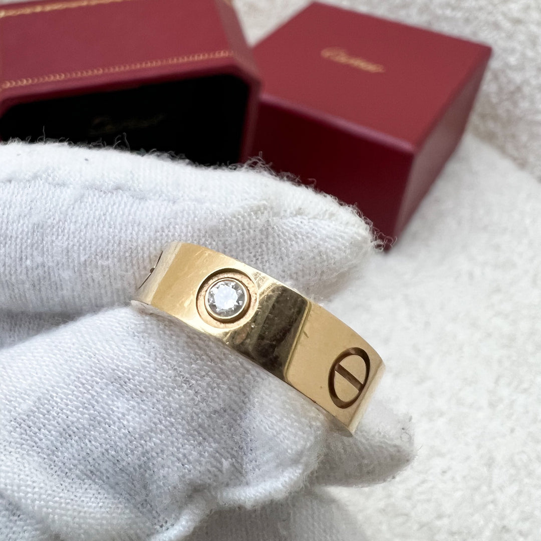 Cartier Love Ring in 18K Rose Gold with 3 Diamonds in Sz 51 Brands Lover