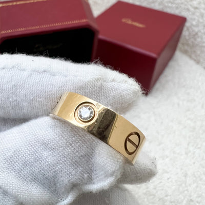 Cartier Love Ring in 18K Rose Gold with 3 Diamonds in Sz 51