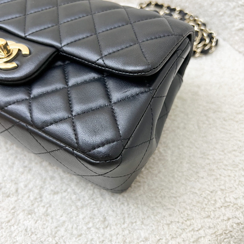 Chanel Classic Mini Rectangle Flap in Black Lambskin and GHW