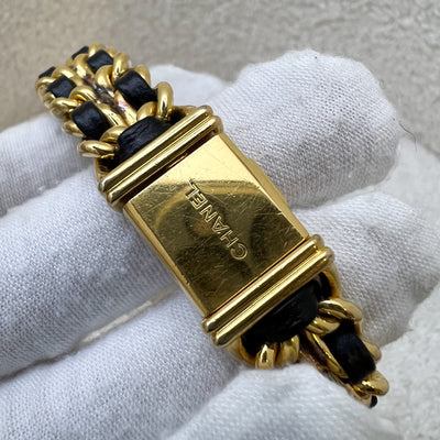 Chanel Vintage Premiere Watch in 24K GHW and Black Leather Size L