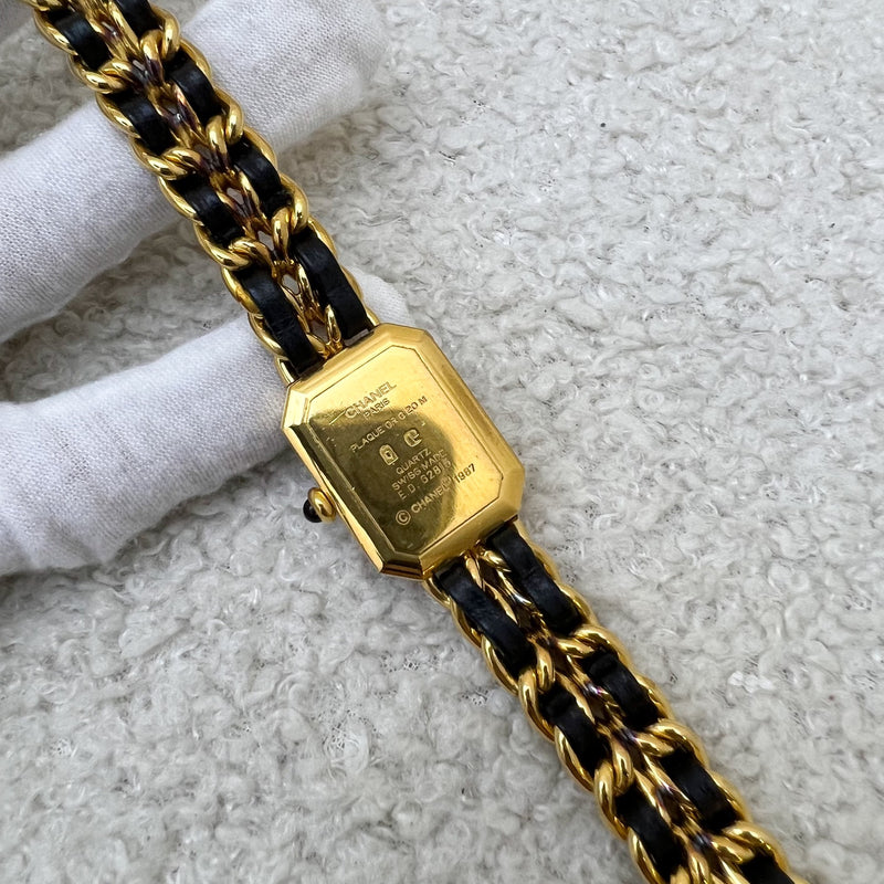 Chanel Vintage Premiere Watch in 24K GHW and Black Leather Size L