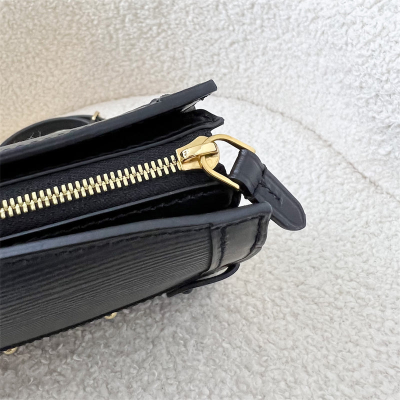 LV Trunk Clutch in Black Epi Leather with Strap GHW