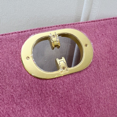 Dior Medium Caro Flap in Bright Pink Macrocannage Denim, Fluorescent Pink Transparent Resin 'CD' Twist Clasp