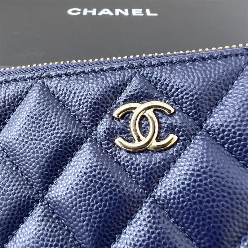 Chanel Small O Case in Navy Caviar LGHW