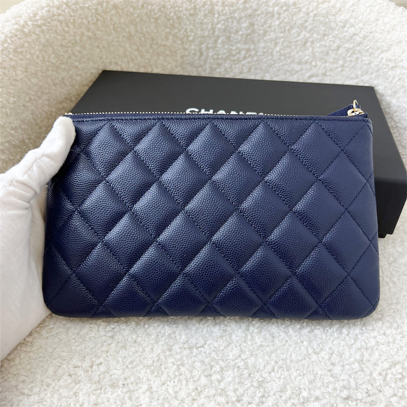 Chanel Small O Case in Navy Caviar LGHW