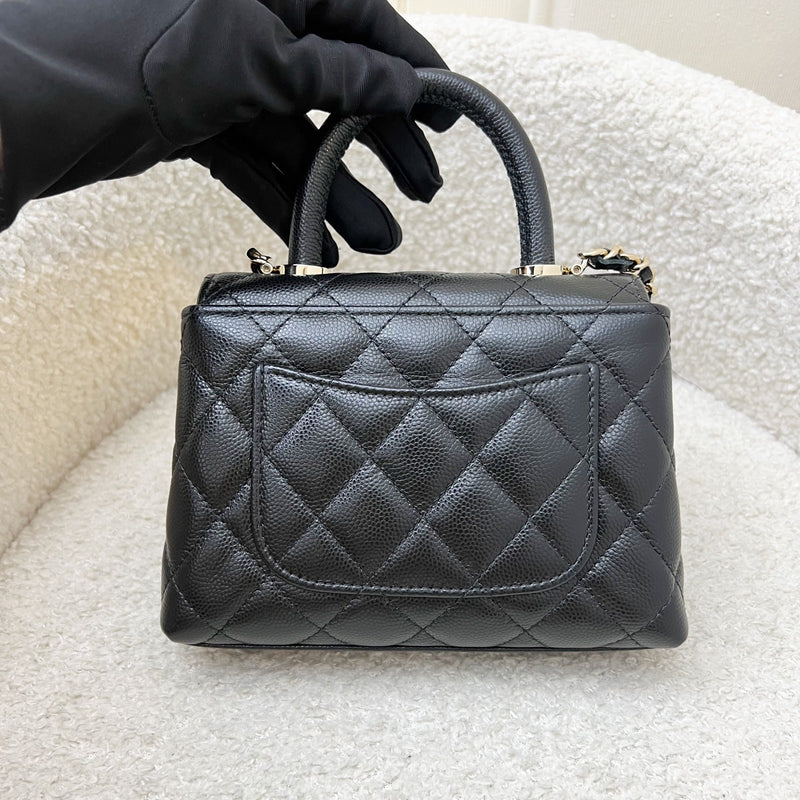 Chanel Micro Coco Handle Flap Bag in Black Caviar and LGHW (AP4244)