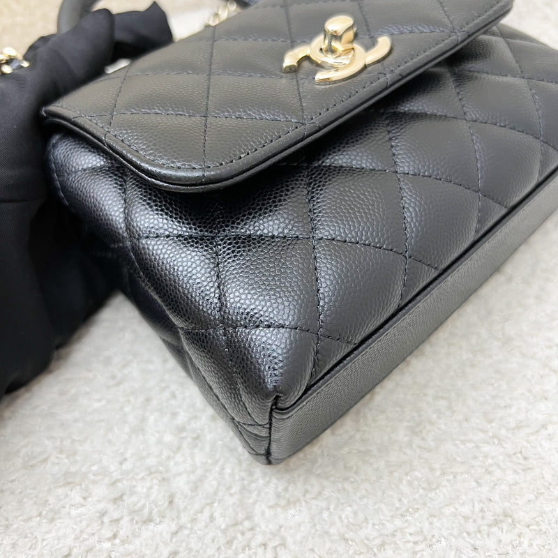 Chanel Micro Coco Handle Flap Bag in Black Caviar and LGHW (AP4244)