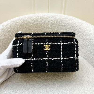 Chanel Pearl Crush Small Vanity in Black and white Tweed and AGHW