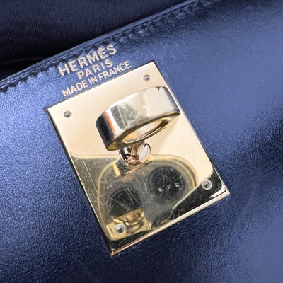 Hermes Vintage Kelly 28 Sellier in Black Noir Box Leather and GHW