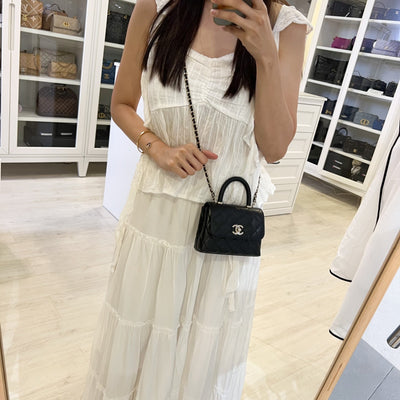 Chanel Micro Coco Handle Flap Bag in Black Caviar and LGHW (AP4244)