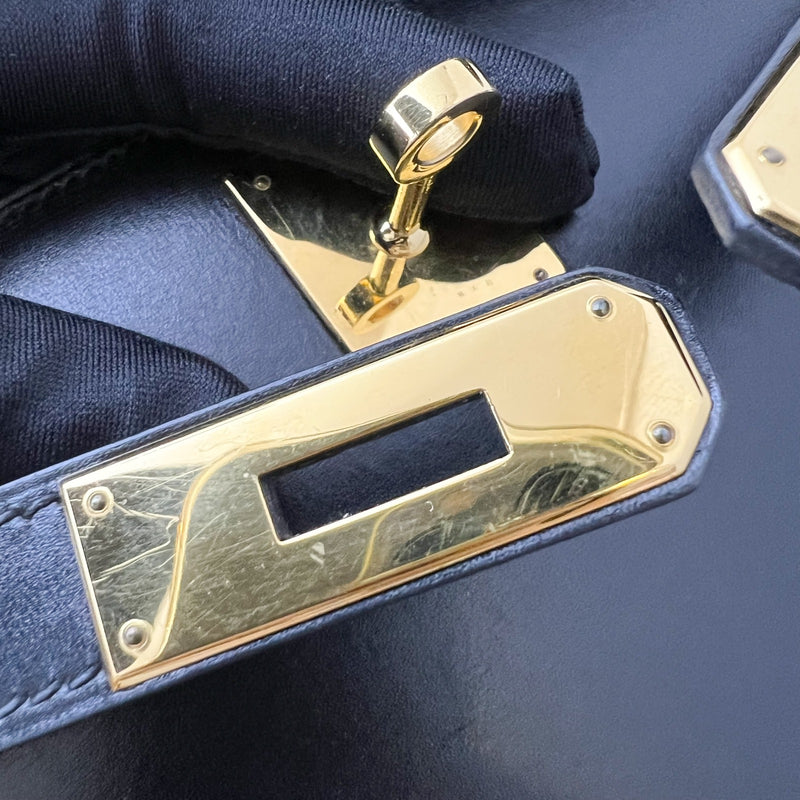 Hermes Vintage Kelly 28 Sellier in Black Noir Box Leather and GHW