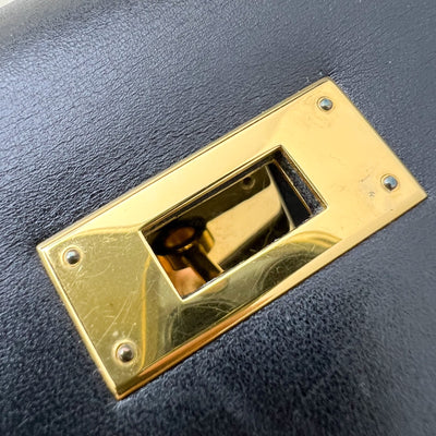 Hermes Vintage Kelly 28 Sellier in Black Noir Box Leather and GHW