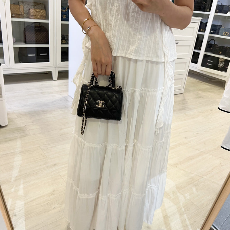 Chanel Micro Coco Handle Flap Bag in Black Caviar and LGHW (AP4244)