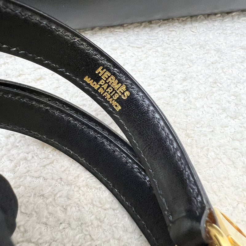 Hermes Vintage Kelly 28 Sellier in Black Noir Box Leather and GHW