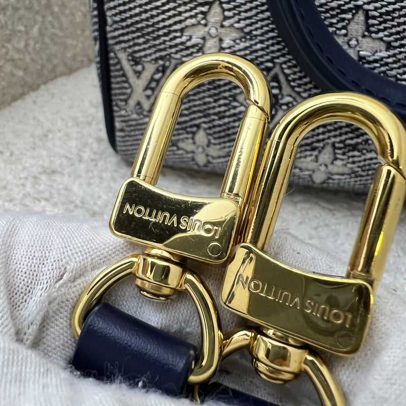 LV Limited Edition Speedy 20 Bag in Blue Monoglam Coated Canvas and GHW