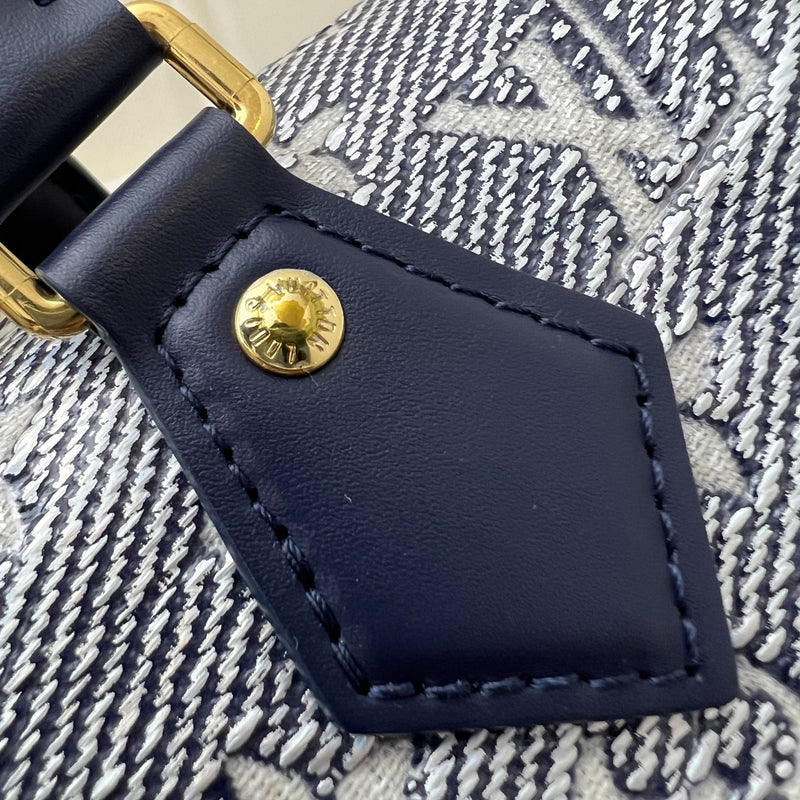 LV Limited Edition Speedy 20 Bag in Blue Monoglam Coated Canvas and GHW