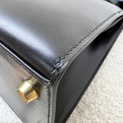 Hermes Vintage Kelly 28 Sellier in Black Noir Box Leather and GHW