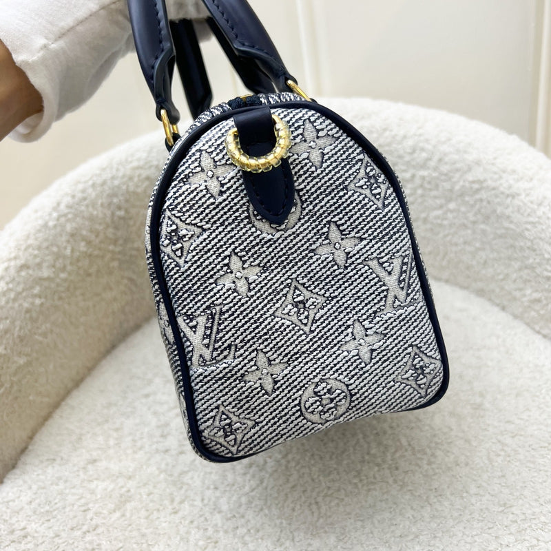LV Limited Edition Speedy 20 Bag in Blue Monoglam Coated Canvas and GHW
