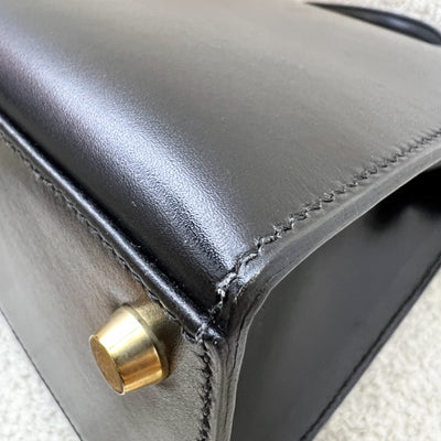 Hermes Vintage Kelly 28 Sellier in Black Noir Box Leather and GHW