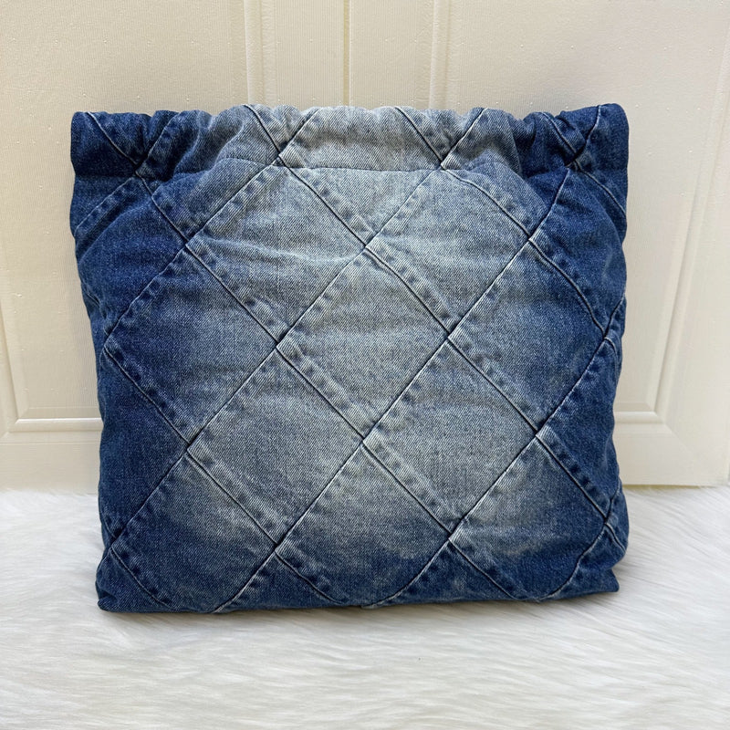 Chanel 22 Medium Hobo Bag in 23S Denim Fabric and SHW (Model: AS3261)