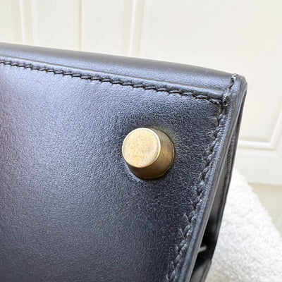 Hermes Vintage Kelly 28 Sellier in Black Noir Box Leather and GHW