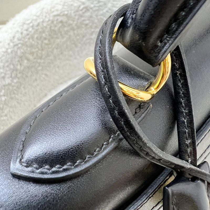 Hermes Vintage Kelly 28 Sellier in Black Noir Box Leather and GHW