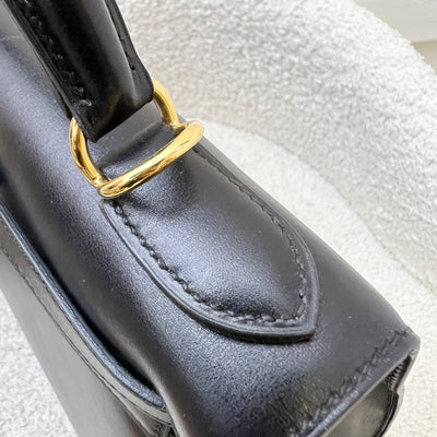 Hermes Vintage Kelly 28 Sellier in Black Noir Box Leather and GHW