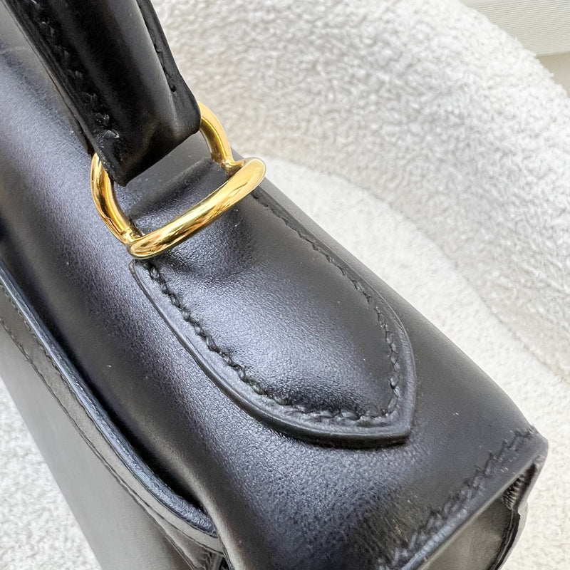 Hermes Vintage Kelly 28 Sellier in Black Noir Box Leather and GHW