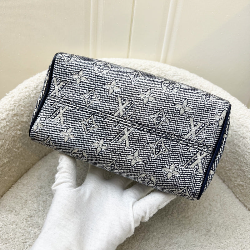 LV Limited Edition Speedy 20 Bag in Blue Monoglam Coated Canvas and GHW