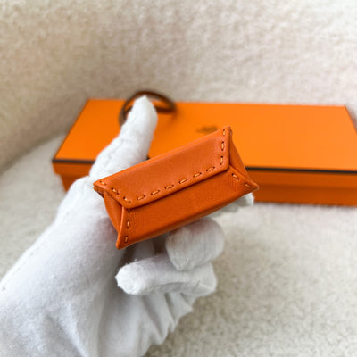 Hermes Paper Bag Charm in Orange Leather