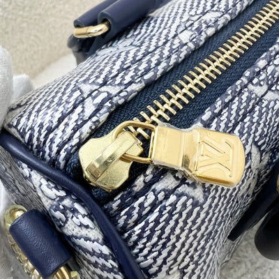 LV Limited Edition Speedy 20 Bag in Blue Monoglam Coated Canvas and GHW